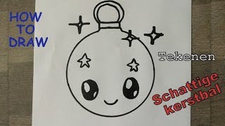 🎄 Tekenen voor beginners  SCHATTIGE KERSTBAL TEKENEN ❤️ How to draw a cut Christmas ball [upl. by Ripley265]