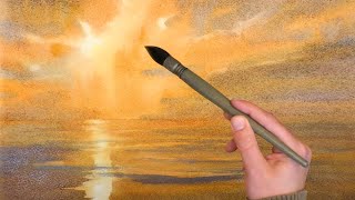 How to Paint a Sunset with Watercolor [upl. by Ennovi977]