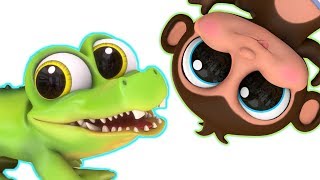 5 Little Monkeys and Mr Crocodile  Learn Subtraction  Learn Counting [upl. by Anahsor]