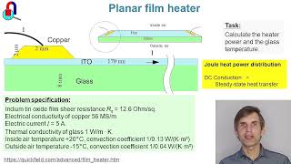 Planar film heater QuickField FEA software simulation example [upl. by Mindi]