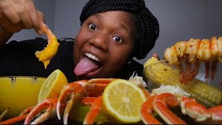 CRAB LEGS AND SHRIMP WITH CHEESY SAUCE SEAFOOD BOIL MUKBANG EATING SHOW [upl. by Latreshia]