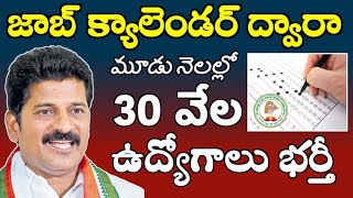 మూడు నెలల్లో 30 వేల ఉద్యోగాలు భర్తీ  Telangana Job Calendar Update [upl. by Ttik505]