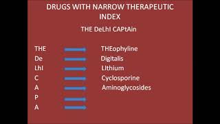 PHARMACOLOGY Drugs with narrow therapeutic index SKY MEDICAL MNEMONICS [upl. by Irehj84]