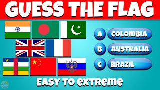 Guess the Flags Easy to Extreme 🌍  Ultimate Flag Challenge [upl. by Ahsinotna]