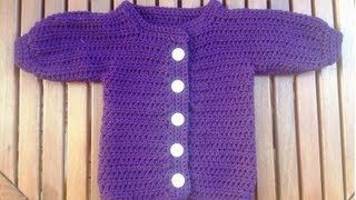 Babyjacke häkeln  Anleitung Strickjacke  Teil 2 rechtes Vorderteil mit Untertitel by BerlinCrochet [upl. by Aihsenat666]