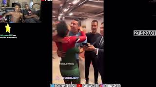 Ishowspeed reacts to him kissing Ronaldo…💀 [upl. by Earla]