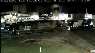 Deshler Ohio Railcam  CSX OLS 4568 Ex SP SD40T2 Black amp Grey SD402s ex CP Rail SD402 etc [upl. by Assiralk]