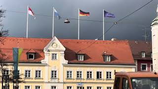 Fahnen auf dem Rathaus Fürstenfeldbruck Bayern Deutschland Europa [upl. by Kylah]