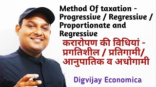 Method of Taxation Progressive Regressive Proportionate  Degressive  करारोपण की विधियाँ  UPSC [upl. by Ahseekat]