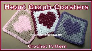 Heart Graph Coaster Crochet Pattern [upl. by Nesyaj851]