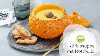 Rezept Kürbissuppe mit Köttbullar und BrotChips I GrünGold I VEGANE REZEPTE I VEGETARISCHE KÜCHE [upl. by Ardnnaed]