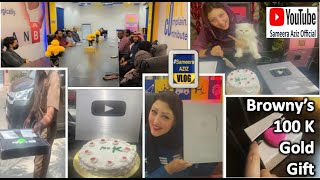 sameeraazizvlog  100K Silver Button  Browny ko Gold Gift kaysa lga  Cat Cuts Cake sameeraaziz [upl. by Buller]