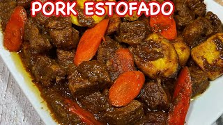 PORK ESTOFADO in PINEAPPLE JUICE  Try this recipe sauce pa lang ulam na  Pinoy Simple Cooking [upl. by Ellezig]