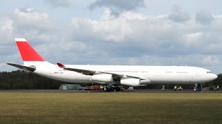 Last Landing Swiss Air Airbus A340 HBJMK at Twente Airport DutchPlaneSpotter [upl. by Albertina]