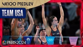 Team USA DROPS THE HAMMER with world record in womens 4x100 medley relay final  Paris Olympics [upl. by Elleimac916]