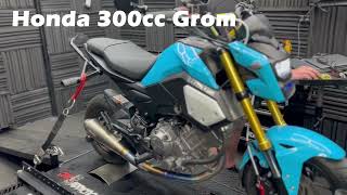 Honda Grom 300cc aRacer ECU Dyno Tune HP Pulls Flames 30HP Mad Bike Chimera Billet Intake Werkd [upl. by Linker]