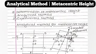 Metacenter Height Derivation  Analytical method  Fluid Mechanics [upl. by Eisinger867]