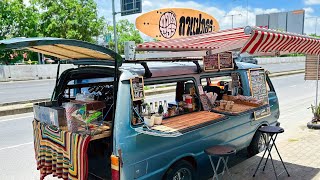 Cafe Vlog Mini Coffee Shop Van Coffee Bar Kopi Mobile Small Business Ideas Barista Relaxing Mood 4K [upl. by Carlin]