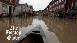 Floods in Vermont close streets take out bridges and burst a dam [upl. by Eisnyl]