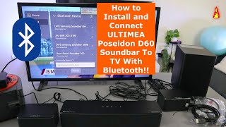 How to Install and Connect ULTIMEA Poseidon D60 Soundbar To TV With Bluetooth [upl. by Nnaarual]