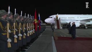 Arrivo del Presidente Mattarella in visita ufficiale nella Federazione Russa [upl. by Pendleton]