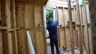 How to Install a Window Frame Glass and Panels Window Fitting in a Tiny Home [upl. by Eartha48]