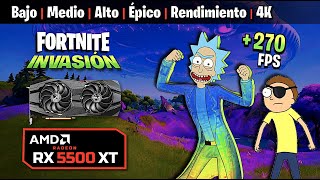 ✅ RX 5500XT en FORTNITE  Temporada 7 quotINVASIÓNquot 🚀 1080P 🚀 Bajo Medio Alto Épico 💥2021 💥 [upl. by Nniuq]