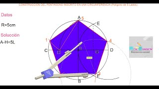 Construcción del Pentágono inscrito en una circunferencia Polígono de 5 lados [upl. by Rot176]