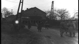 US Troops of 504th Parachute Infantry 82nd Airborne Division take Cheneaux town HD Stock Footage [upl. by Huberman]