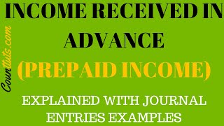 Income Received In Advance Prepaid Income  Explained with Journal Entries Examples [upl. by Lorenzana]