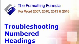 Word Troubleshooting Numbered Headings [upl. by Berry]