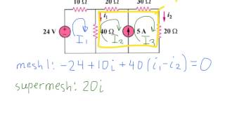 Mesh analysis with supermesh Solution [upl. by Groome]