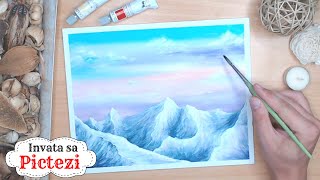 Pictura Acrilica pentru Incepatori 🏔️ Invata sa Pictezi SImplu si Rapid 🏔️ Tutorial Arta Romania [upl. by Lahcim878]