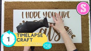 Doormat Making at Home with a Vinyl Stencil Silhouette Timelapse Tutorial [upl. by Hollyanne]