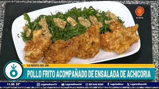 Pollo frito acompañado de ensalada de achicoria Recetas de Dante Enriquez [upl. by Amilah609]