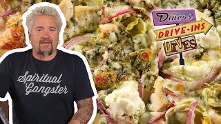 Guy Fieri Eats Heavenly Pizza in a Church  Diners DriveIns and Dives  Food Network [upl. by Afaw]