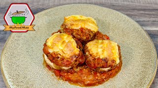 Gefüllte Champignons mit Tomaten und überbacken mit Brie Käse I Antipasti Champignons Rezept [upl. by Ahsikin]