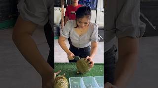 Malaysian Lady Selling Fresh Durian  Fruit Cutting Skills [upl. by Anelak847]