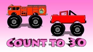 Count To 30  Kids Counting With Trucks Cars and Other Vehicles [upl. by Ayaet828]