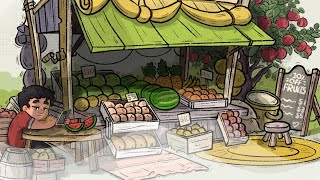 Lazy Afternoon at the Fruit Stall  Prompt 2  Procreate [upl. by Johna]