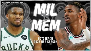 Milwaukee Bucks vs Memphis Grizzlies Full Game Highlights  Oct 31  2025 NBA Season [upl. by Simmonds]