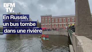 Russie au moins trois morts dans la chute dun bus dans une rivière à SaintPétersbourg [upl. by Nohsed]