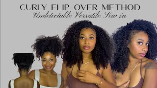 Curly Flip Over Method  Versitile Sew in  Blending my short natural hair  ft Curls Queen [upl. by Neelrahc58]