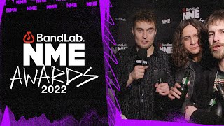 Sam Fender shouts out Limmy amp Little Simz in the BandLab NME Awards 2022 winners room [upl. by Haduhey]