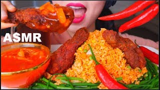 ASMR SCHEZWAN FRIED RICE  SPICY FRIED CHICKEN  CHILLIES  PEACH ICED TEA  四川炒饭 咀嚼音  먹방 [upl. by Elynad]