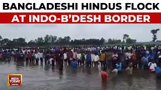 Bangladeshi Hindus Flock At IndoBangladesh Border BSF Troops Deployed To Control Crowd At Border [upl. by Alekal]