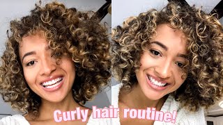 WASH AND GO 3A3B CURLY HAIR ROUTINE  POST BLONDE PINTURA HIGHLIGHTS [upl. by Hannad]