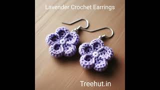 Lavender Crochet Flower Earrings crochetideas [upl. by Inoek]