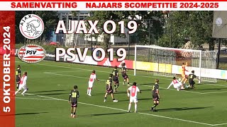 COMPETITIE  Samenvatting AJAX O19  PSV O19 zaterdag 5 oktober 2024 [upl. by Htebesile]