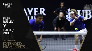 FilsRublev v PaulTiafoe Extended Highlights  Laver Cup 2023 Match 4 [upl. by Ahsataj]